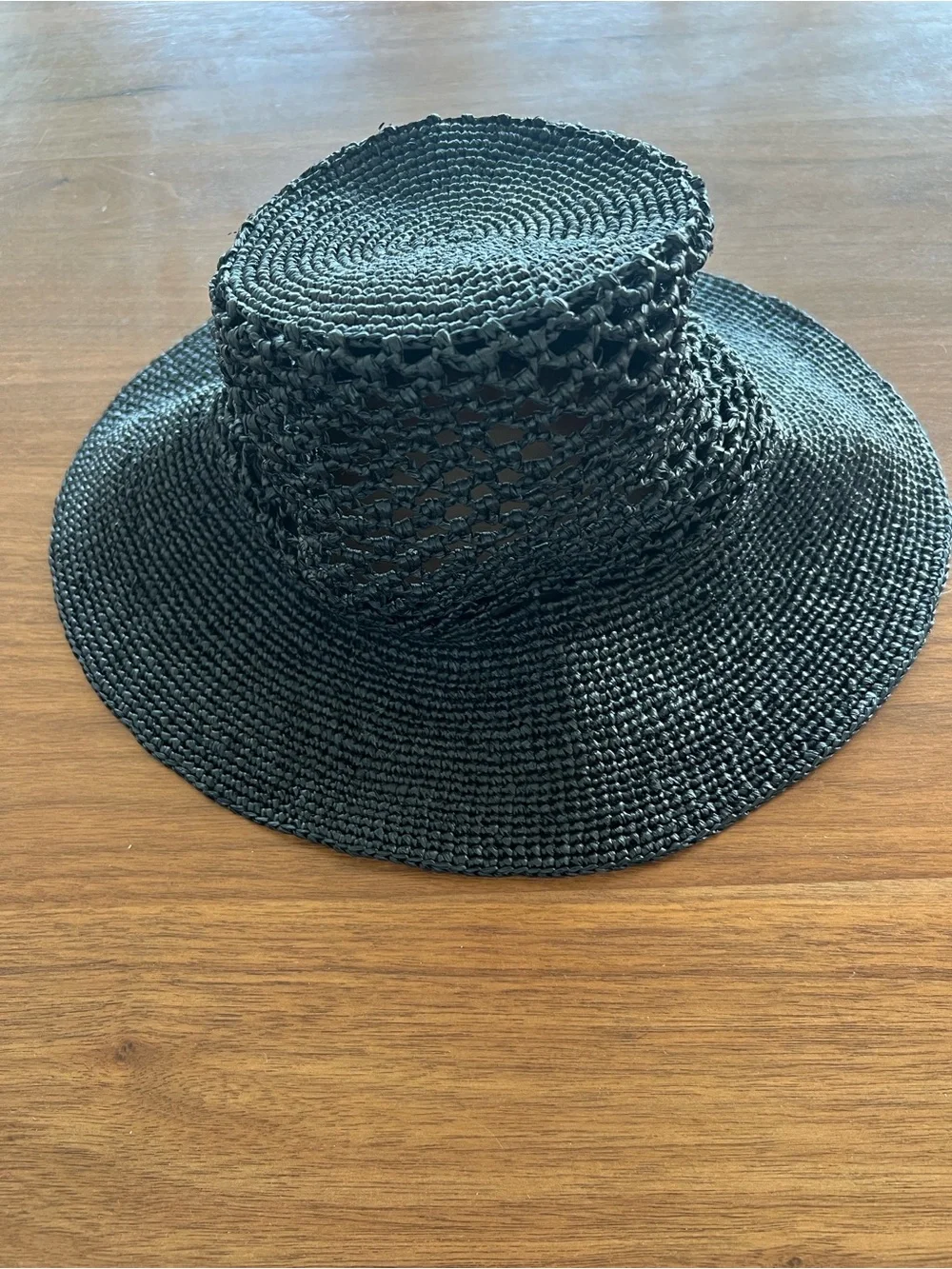 Janessa Leone Black Crochet Woven Visor Hat - Picture 7 of 7